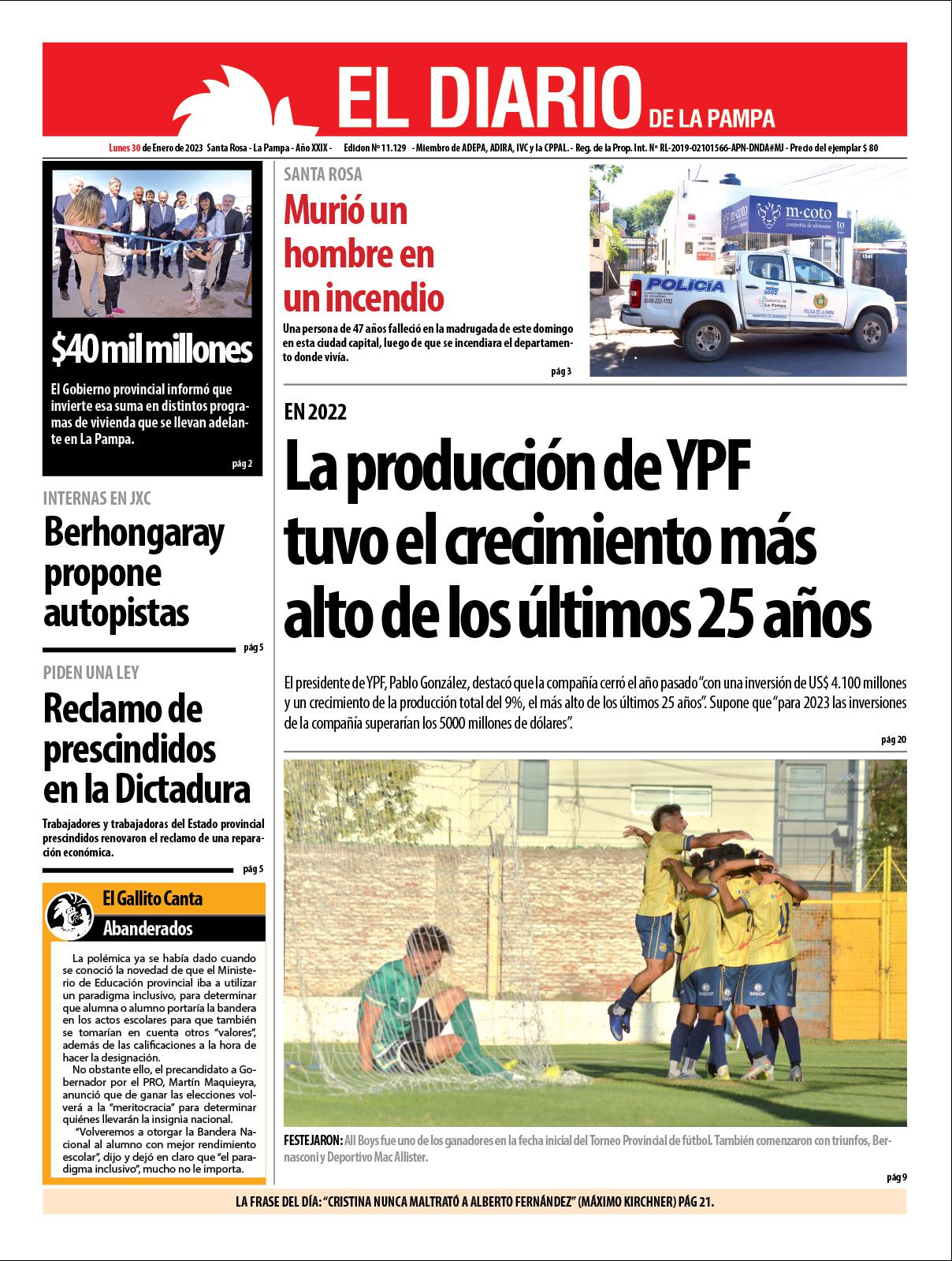 Tapa del diacutea lunes 30 de enero de 2023